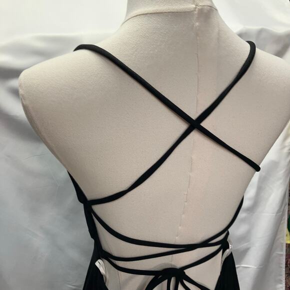 New Lulus‎ Be My Date Black Lace-Up Maxi Dress Womens Large Classic Formal - Picture 6 of 13